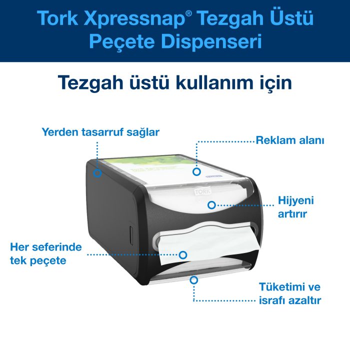 Tork Xpressnap® Peçete Dispenseri Tezgahüstü Siyah - Görsel 8
