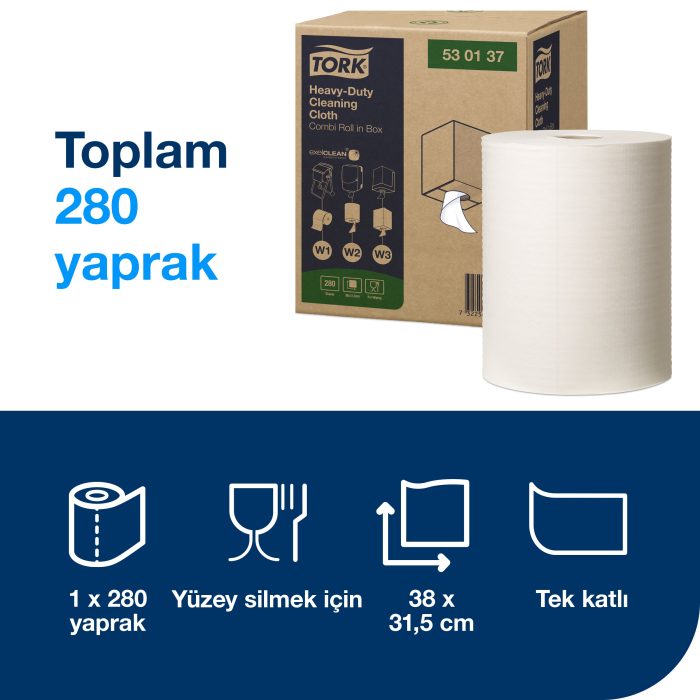 Tork Nonwoven Temizlik Bezi Ağır Kirler Rulo Beyaz 106m*1 - Görsel 4