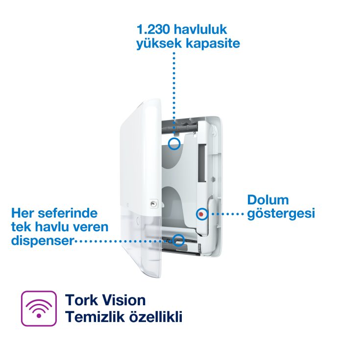 Tork Peakserve™ Mini Sürekli Kağıt Havlu Dispenseri Beyaz H5 - Görsel 2