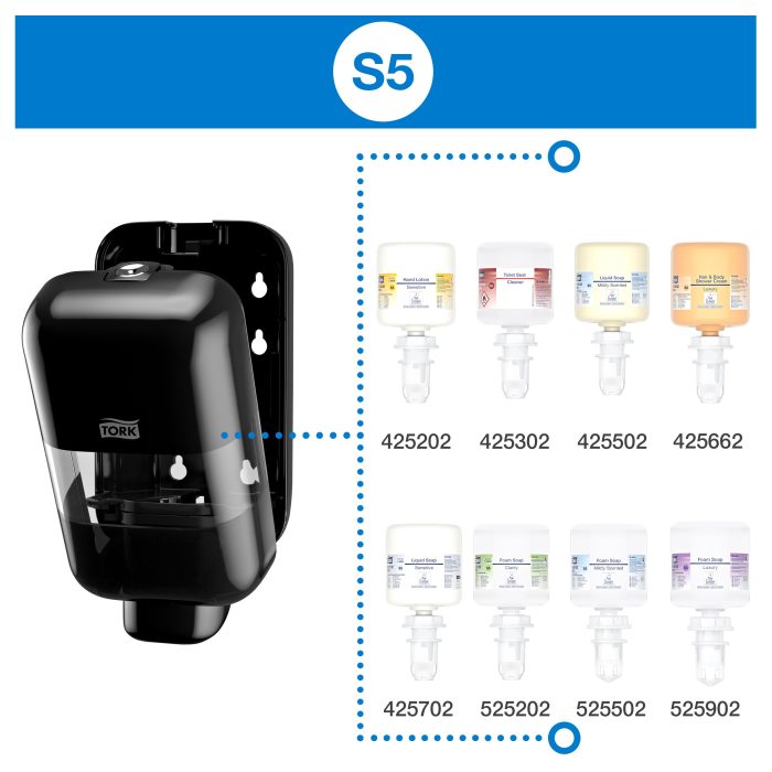 Tork Mini Sabun ve Dezenfektan Dispenseri Siyah S5 - Görsel 3
