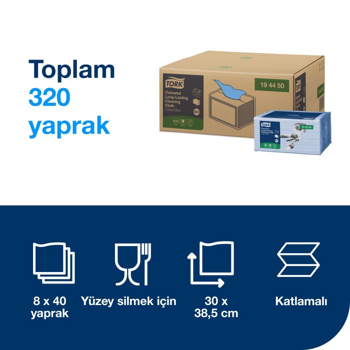Tork Renkli Uzun Ömürlü Temizlik Bezi - Mavi - Görsel 4