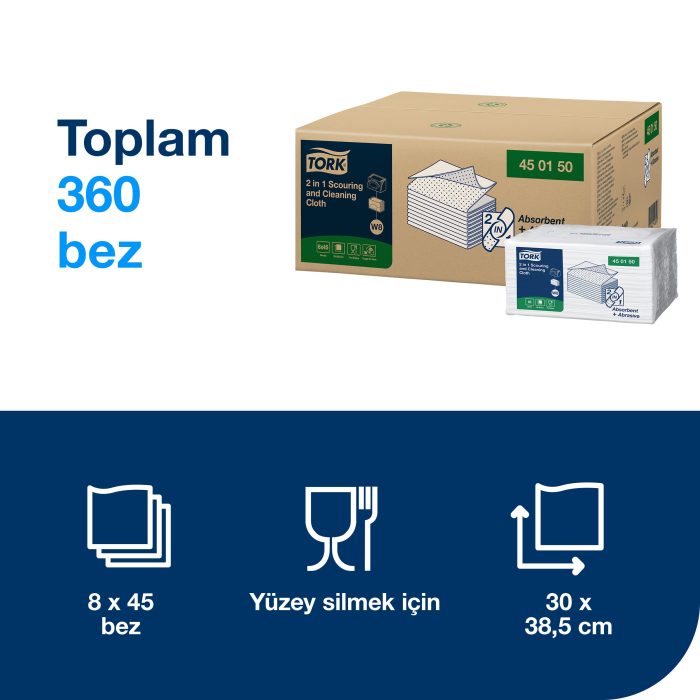 Tork 2’si 1 Arada Ovalama ve Temizlik Bezi Beyaz - Görsel 6